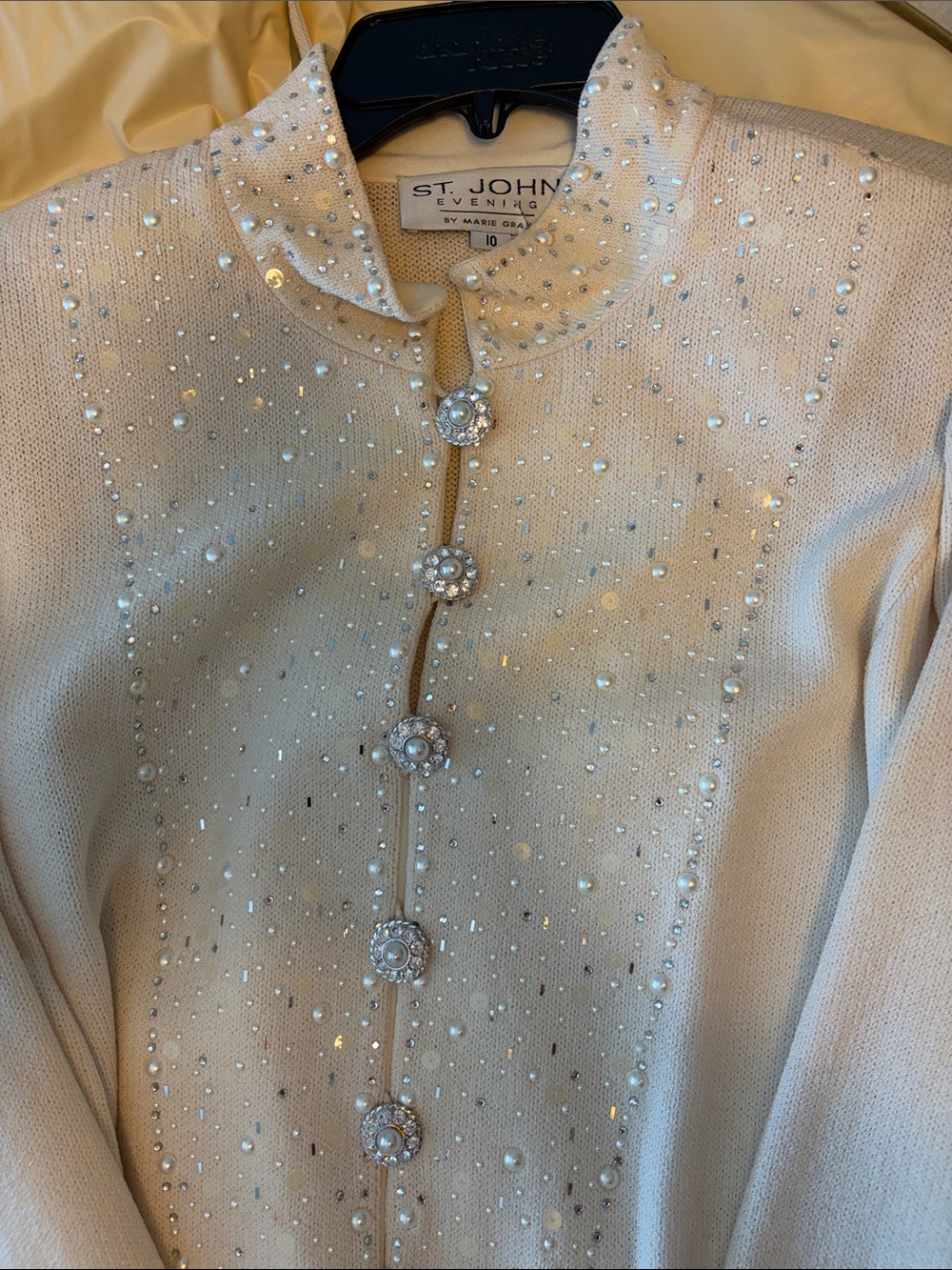 St. John Collection Vintage Cream Embellished Evening Dress